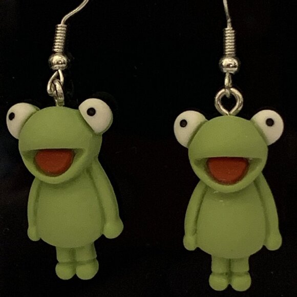 Frog Earring, Kermit Earring, Frog Jewelry, Gift Idea, Silly Earring, Amphibian - Picture 1 of 5